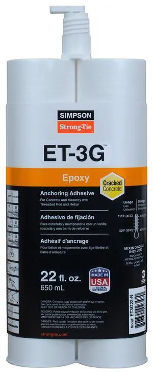 ET3G22-N ET-3G 22 oz. Epoxy Adhesive Cartridge w/Nozzle and Extension (Pack of 8) ET3G22-N ET-3G 22 oz. Epoxy Adhesive Cartridge w/Nozzle and Extension (Pack of 8)