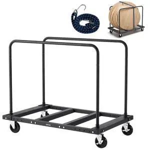 Folding Table Cart, 1800LBS Heavy Duty Table Trolley with 5" Swivel Wheels, Drywall Dolly for Garage, Home, Warehouse, Party Event Hotel Furniture 10 Table Capacity, Black Folding Table Cart, 1800LBS Heavy Duty Table Trolley with 5" Swivel Wheels, Drywall Dolly for Garage, Home, Warehouse, Party Event Hotel Furniture 10 Table Capacity, Black