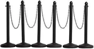 Montour Line Plastic Stanchion Black 2.5 Inch Diameter with 50 Foot Chain, 6-Pack, Crowd Control Barriers Montour Line Plastic Stanchion Black 2.5 Inch Diameter with 50 Foot Chain, 6-Pack, Crowd Control Barriers