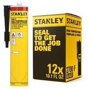 2700F High Temp Black Fireplace & Stove Sealant (12x10.1oz) Heat Resistant Fire Caulk for Chimneys, Ovens, Grills, Wood Stoves Non-Flammable, Fast Drying, Paintable Cartridge, 12 Pack 2700F High Temp Black Fireplace & Stove Sealant (12x10.1oz) Heat Resistant Fire Caulk for Chimneys, Ovens, Grills, Wood Stoves Non-Flammable, Fast Drying, Paintable Cartridge, 12 Pack