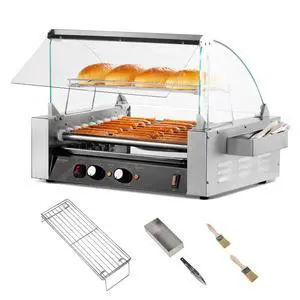 Hot Dog Roller, 24 Hot Dog 9 Rollers ETL Certified, Hot Dog Machine Sausage Grill Cooker with Dual Temp Control, Glass Cover, LED, Side Storage Box, Shelf & Drip Tray for Home Commercial 1350W Hot Dog Roller, 24 Hot Dog 9 Rollers ETL Certified, Hot Dog Machine Sausage Grill Cooker with Dual Temp Control, Glass Cover, LED, Side Storage Box, Shelf & Drip Tray for Home Commercial 1350W
