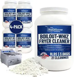 32LB Boil-Out Whiz Deep Fryer Cleaner - Degreaser Powder for Commercial Kitchen Cleaning Oil Saver - Deep Fryer Pot & Coil Safe - Extend Oil Life, Save Time & Energy - by FryOilSaver Co 32LB Boil-Out Whiz Deep Fryer Cleaner - Degreaser Powder for Commercial Kitchen Cleaning Oil Saver - Deep Fryer Pot & Coil Safe - Extend Oil Life, Save Time & Energy - by FryOilSaver Co