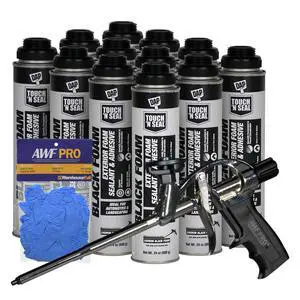 DAP Touch N Seal Black Spray Foam Sealant for RV, Pond, Waterfall & Landscape - UV Resistant, Class A Fire Rated, Waterproof, Polyurethane Adhesive with Gloves and Foam Gun (Pack of 12) DAP Touch N Seal Black Spray Foam Sealant for RV, Pond, Waterfall & Landscape - UV Resistant, Class A Fire Rated, Waterproof, Polyurethane Adhesive with Gloves and Foam Gun (Pack of 12)