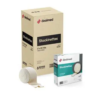 Cotton Stockinette, 3 x 25 yds, Tubular Bandage Sleeve, Comfort Breathable Dressing for Skin Protection, Compression, Casts, Edema and Lymphedema Support (6 Rolls) Cotton Stockinette, 3 x 25 yds, Tubular Bandage Sleeve, Comfort Breathable Dressing for Skin Protection, Compression, Casts, Edema and Lymphedema Support (6 Rolls)