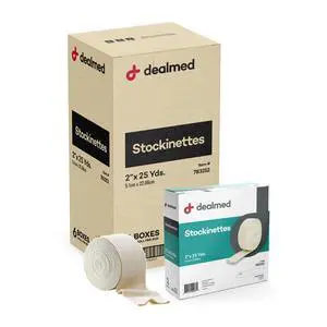 Cotton Stockinette, 2 x 25 yds, Tubular Bandage Sleeve, Comfort Breathable Dressing for Skin Protection, Compression, Casts, Edema and Lymphedema Support (6 Rolls) Cotton Stockinette, 2 x 25 yds, Tubular Bandage Sleeve, Comfort Breathable Dressing for Skin Protection, Compression, Casts, Edema and Lymphedema Support (6 Rolls)