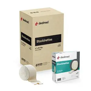 Cotton Stockinette, 4 x 25 yds, Tubular Bandage Sleeve, Comfort Breathable Dressing for Skin Protection, Compression, Casts, Edema and Lymphedema Support (6 Rolls) Cotton Stockinette, 4 x 25 yds, Tubular Bandage Sleeve, Comfort Breathable Dressing for Skin Protection, Compression, Casts, Edema and Lymphedema Support (6 Rolls)