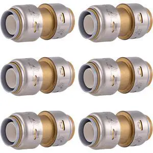Max 3/4 Inch Polybutylene Transition Coupling, Pack of 6, Push to Connect Brass Plumbing Fitting, UR4016 Max 3/4 Inch Polybutylene Transition Coupling, Pack of 6, Push to Connect Brass Plumbing Fitting, UR4016
