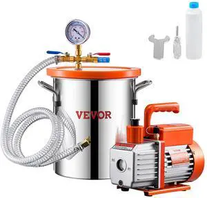 3 Gallon Vacuum Chamber and 3.5 CFM Pump Kit, Stainless Steel Chamber, Single Stage Vacuum Pump Degassing Chamber Kit, with Acrylic Lid, Oil, 4.92 ft Hose, for Degassing Resin Silicone Epoxies 3 Gallon Vacuum Chamber and 3.5 CFM Pump Kit, Stainless Steel Chamber, Single Stage Vacuum Pump Degassing Chamber Kit, with Acrylic Lid, Oil, 4.92 ft Hose, for Degassing Resin Silicone Epoxies