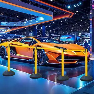 Crowd Control Stanchions with 10 FEET Retractable Belts, Water Filled Base Weighted Barriers Yellow Post 6PACK Crowd Control Stanchions with 10 FEET Retractable Belts, Water Filled Base Weighted Barriers Yellow Post 6PACK