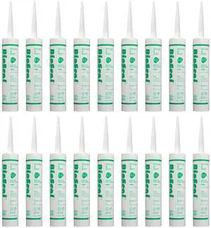 White BioSeal 100% Silicone Sealant Caulk Kitchen and Bath Grade, Waterproof and No Odor 10.1 Ounce Cartridge 18 White Tubes Set White BioSeal 100% Silicone Sealant Caulk Kitchen and Bath Grade, Waterproof and No Odor 10.1 Ounce Cartridge 18 White Tubes Set