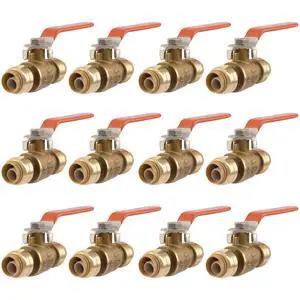 1/2 Inch Ball Valve, Pack of 4, Push to Connect Brass Plumbing Fitting, Water Shut Off, PEX Pipe, Copper, CPVC, PE-RT, HDPE, 22222LFJ3 1/2 Inch Ball Valve, Pack of 4, Push to Connect Brass Plumbing Fitting, Water Shut Off, PEX Pipe, Copper, CPVC, PE-RT, HDPE, 22222LFJ3