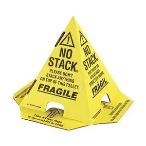 Primepack No Stack Pallet Cones | Safe Shipping and Handling Alerts | Yellow/Black | English, Spanish, French | 200 Pack Primepack No Stack Pallet Cones | Safe Shipping and Handling Alerts | Yellow/Black | English, Spanish, French | 200 Pack