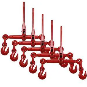 Ratchet Chain Binders 3/8"- 1/2" (5-Pack), 9,200 LBS Working Load Limit, Use Ratchet Binders with 3/8 Inch Grade 70 and 3/8 Inch & 1/2 Inch Grade 43 Chain Ratchet Chain Binders 3/8"- 1/2" (5-Pack), 9,200 LBS Working Load Limit, Use Ratchet Binders with 3/8 Inch Grade 70 and 3/8 Inch & 1/2 Inch Grade 43 Chain