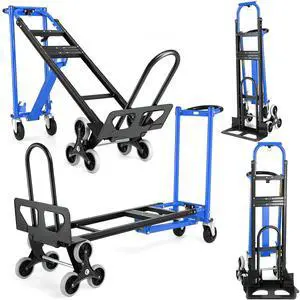 1000LBS Convertible Hand Truck, Heavy Duty Foldable Aluminum Stair Climbing Dolly with Solid Wheels for Moving/Office/Travel (Blue) 1000LBS Convertible Hand Truck, Heavy Duty Foldable Aluminum Stair Climbing Dolly with Solid Wheels for Moving/Office/Travel (Blue)