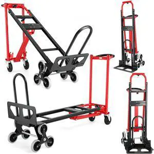 Heavy Duty Stair Climbing Hand Truck - 1000 LBS Capacity 4-in-1 Convertible Dolly Cart, Foldable Platform Utility Cart for Moving Boxes, Industrial Grade Steel Construction(red) Heavy Duty Stair Climbing Hand Truck - 1000 LBS Capacity 4-in-1 Convertible Dolly Cart, Foldable Platform Utility Cart for Moving Boxes, Industrial Grade Steel Construction(red)