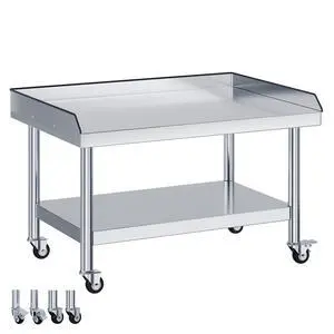 48"x30" Stainless Steel Equipment Stand & Equipment Grill Stand Table, NSF Certified with Adjustable Undershelf, Wheels and Edge Baffle for Commercial Kitchen, Restaurant & Home 48"x30" Stainless Steel Equipment Stand & Equipment Grill Stand Table, NSF Certified with Adjustable Undershelf, Wheels and Edge Baffle for Commercial Kitchen, Restaurant & Home