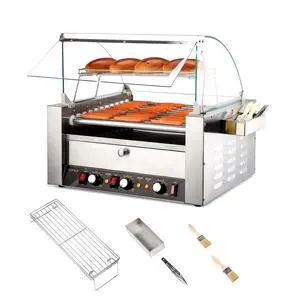 Hot Dog Roller, 30 Hot Dog 11 Rollers ETL Certified, Hot Dog Machine with Bun Warmer, Dual Temp Control, Glass Cover, LED, Side Storage Box, Shelf & Drip Tray for Home Commercial 2000W Hot Dog Roller, 30 Hot Dog 11 Rollers ETL Certified, Hot Dog Machine with Bun Warmer, Dual Temp Control, Glass Cover, LED, Side Storage Box, Shelf & Drip Tray for Home Commercial 2000W