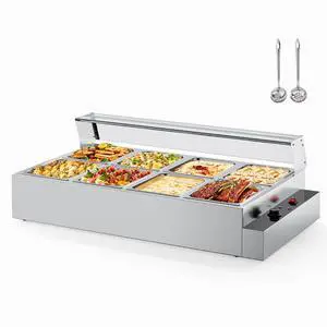 96QT Electric Commercial Food Warmer 1700W, 8-Pan Steam Table 12QT/Pan Stainless Steel Bain Marie w/Acrylic Shield Temperature Control & Lid for Buffet Restaurant 96QT Electric Commercial Food Warmer 1700W, 8-Pan Steam Table 12QT/Pan Stainless Steel Bain Marie w/Acrylic Shield Temperature Control & Lid for Buffet Restaurant