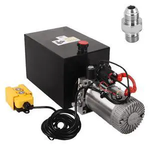 13 Quart Hydraulic Power Unit DC 12V Single Acting Metal Reservoir Dump Trailer Pump w/Remote Control for Dump Trailer Car Lifting 13 Quart Hydraulic Power Unit DC 12V Single Acting Metal Reservoir Dump Trailer Pump w/Remote Control for Dump Trailer Car Lifting