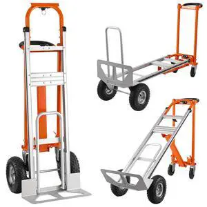 3in1 Convertible Hand Truck, Aluminum Hand Trucks 880 lb Capacity, Utility Dolly Cart Converts from Hand Truck Dolly to Platform Cart 3 Positions for Transport & Moving with 10" Rubber Wheels 3in1 Convertible Hand Truck, Aluminum Hand Trucks 880 lb Capacity, Utility Dolly Cart Converts from Hand Truck Dolly to Platform Cart 3 Positions for Transport & Moving with 10" Rubber Wheels