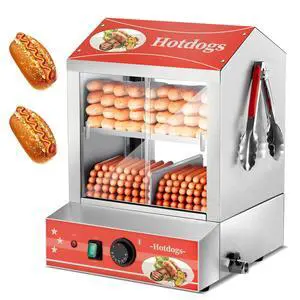 Hot Dog Steamer 28.5QT, 2-Tier Hot Dog Machine with Bun Warmer, 175 Hot Dogs & 40 Buns Capacity, Electric Hot Dog Bun Warmer with Visible Glass Sliding Door & Clip, 86-185 Temperature Control Hot Dog Steamer 28.5QT, 2-Tier Hot Dog Machine with Bun Warmer, 175 Hot Dogs & 40 Buns Capacity, Electric Hot Dog Bun Warmer with Visible Glass Sliding Door & Clip, 86-185 Temperature Control