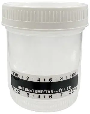 Sterile Urine Specimen Cups with Lids | 300 Pack | 90 ML Individually Wrapped Urine Collection, Temperature Strip, Graduation Scale Sterile Urine Specimen Cups with Lids | 300 Pack | 90 ML Individually Wrapped Urine Collection, Temperature Strip, Graduation Scale