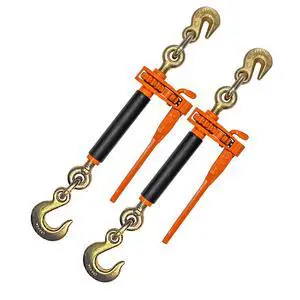 Folding Handle Load Binder (Two Pack) with Grab Hook/Slip Hook - Ratchet Style - 6,600 Pound Safe Working Load (Works with 5/16 Inch or 3/8 Inch Grade 70 and Grade 80 Chain) - 2 Pack Folding Handle Load Binder (Two Pack) with Grab Hook/Slip Hook - Ratchet Style - 6,600 Pound Safe Working Load (Works with 5/16 Inch or 3/8 Inch Grade 70 and Grade 80 Chain) - 2 Pack