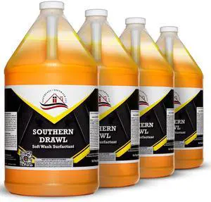 Southern Drawl - Professional Exterior House Cleaner, Siding Cleaner & Roof Wash Surfactant for Pressure Washing & Soft Wash Applications | Clean Citrus Scent, 1 Gallon (4 Pack) Southern Drawl - Professional Exterior House Cleaner, Siding Cleaner & Roof Wash Surfactant for Pressure Washing & Soft Wash Applications | Clean Citrus Scent, 1 Gallon (4 Pack)