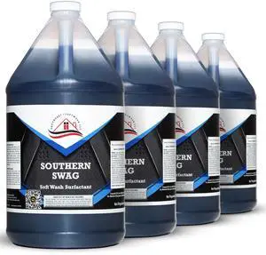 Southern Swag - Professional Exterior House Cleaner, Siding Cleaner & Roof Wash Surfactant for Pressure Washing & Soft Wash Applications | Fresh Rain Scent, 1 Gallon (4 Pack) Southern Swag - Professional Exterior House Cleaner, Siding Cleaner & Roof Wash Surfactant for Pressure Washing & Soft Wash Applications | Fresh Rain Scent, 1 Gallon (4 Pack)