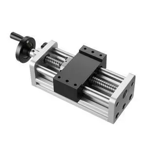 Linear Stage Actuator, 100 mm Effective Stroke, Ball Screw CNC Linear Motion Guide Rail, Double Optical Axis, C7 High-Precision, Bearing Slide Block, Manual Handwheel, for CNC Router X Y Z Axis Linear Stage Actuator, 100 mm Effective Stroke, Ball Screw CNC Linear Motion Guide Rail, Double Optical Axis, C7 High-Precision, Bearing Slide Block, Manual Handwheel, for CNC Router X Y Z Axis