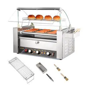 Hot Dog Roller, 18 Hot Dog 7 Rollers ETL Certified, Hot Dog Machine with Bun Warmer, Dual Temp Control, Glass Cover, LED, Side Storage Box, Shelf & Drip Tray for Home Commercial 1200W Hot Dog Roller, 18 Hot Dog 7 Rollers ETL Certified, Hot Dog Machine with Bun Warmer, Dual Temp Control, Glass Cover, LED, Side Storage Box, Shelf & Drip Tray for Home Commercial 1200W