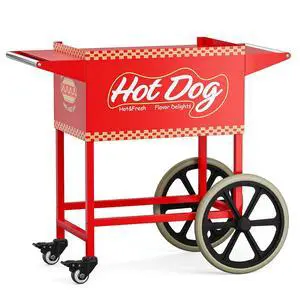 Hot Dog Cart for 5-7 Rollers Hot Dog Machine w/Storage Bin & Shelves, Heavy-Duty Steel Mobile Stand for Concession Stands, Fairs, Events Hot Dog Cart for 5-7 Rollers Hot Dog Machine w/Storage Bin & Shelves, Heavy-Duty Steel Mobile Stand for Concession Stands, Fairs, Events