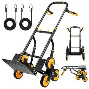 Stair Climbing Dolly, Upgraded Heavy-Duty Stair Climber Hand Truck 770 Lbs Capacity, Foldable Cart for Stairs with 13.8" x 11.6" Nose Plate, 6 Wheels and 2 Ropes for Home,Office or Shopping Stair Climbing Dolly, Upgraded Heavy-Duty Stair Climber Hand Truck 770 Lbs Capacity, Foldable Cart for Stairs with 13.8" x 11.6" Nose Plate, 6 Wheels and 2 Ropes for Home,Office or Shopping
