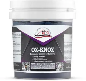Ox Knox Oxidation Remover | Heavy-Duty Cleaner for Vinyl, Concrete & Metal | Restores Siding, Roofing & More | Vinyl Siding Restorer and Protectant (5 Gallon Drum, 1 Pack) Ox Knox Oxidation Remover | Heavy-Duty Cleaner for Vinyl, Concrete & Metal | Restores Siding, Roofing & More | Vinyl Siding Restorer and Protectant (5 Gallon Drum, 1 Pack)