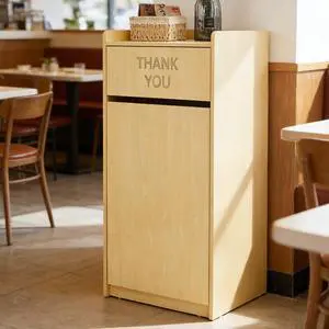 Restaurant Trash Can Cabinet, Commercial Trash Cans 40 Gallon Wooden Trash Can and Garbage Receptacle with Tray Holder, Door, Large Trash Bin for Restaurants, Cafeteria, Kitchen, Office, School, Oak Restaurant Trash Can Cabinet, Commercial Trash Cans 40 Gallon Wooden Trash Can and Garbage Receptacle with Tray Holder, Door, Large Trash Bin for Restaurants, Cafeteria, Kitchen, Office, School, Oak