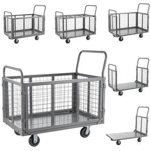 Platform Truck Cart with Cage, 5 in 1 Heavy Duty Platform Carts with Cage 2000 LBS Capacity Foldable Push Cart Dolly with 5" Casters for Groceries/Garage/Warehouse Platform Truck Cart with Cage, 5 in 1 Heavy Duty Platform Carts with Cage 2000 LBS Capacity Foldable Push Cart Dolly with 5" Casters for Groceries/Garage/Warehouse