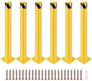 Safety Bollard, 6 Packs 42 Inch Height Bollard Post, 4.5 Inch Diameter, Yellow Safety Steel Bollard Post, with 24 Anchor Bolts, for Traffic Control, Driveway Barrier, Parking Pole Safety Bollard, 6 Packs 42 Inch Height Bollard Post, 4.5 Inch Diameter, Yellow Safety Steel Bollard Post, with 24 Anchor Bolts, for Traffic Control, Driveway Barrier, Parking Pole