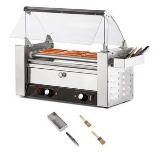 ROVSUN Hot Dog Roller, 12 Hot Dog 5 Rollers ETL Certified, Hot Dog Machine with Bun Warmer, Dual Temp Control, Glass Cover, LED, Side Storage Box, Shelf & Drip Tray for Party Home Commercial 900W ROVSUN Hot Dog Roller, 12 Hot Dog 5 Rollers ETL Certified, Hot Dog Machine with Bun Warmer, Dual Temp Control, Glass Cover, LED, Side Storage Box, Shelf & Drip Tray for Party Home Commercial 900W