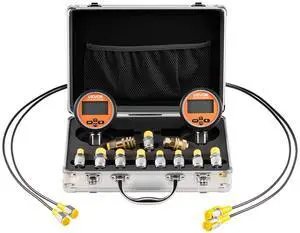 Digital Hydraulic Pressure Test Coupling Kit, 10000 PSI Pressure Gauge Manometer Tester with 2 Gauges, 9 Test Couplings, 2 Quick-Release Couplers, 2 Hoses for Excavator Construction Machinery Digital Hydraulic Pressure Test Coupling Kit, 10000 PSI Pressure Gauge Manometer Tester with 2 Gauges, 9 Test Couplings, 2 Quick-Release Couplers, 2 Hoses for Excavator Construction Machinery