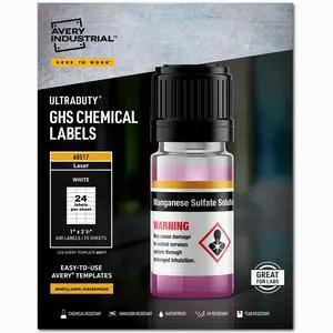 UltraDuty GHS Chemical Labels for Laser Printers, Waterproof, UV Resistant, 1 x 2.5, 5 Packs (60517) UltraDuty GHS Chemical Labels for Laser Printers, Waterproof, UV Resistant, 1 x 2.5, 5 Packs (60517)