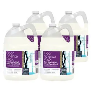 Floor Science ProX Easy Apply High Gloss Finish, 1 gal, 4 Pack | Built-in Sealer, No Buff Shine, Scuff Resistance, Black Heel Mark Removal, 20% solids Floor Science ProX Easy Apply High Gloss Finish, 1 gal, 4 Pack | Built-in Sealer, No Buff Shine, Scuff Resistance, Black Heel Mark Removal, 20% solids