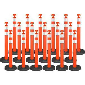 42" Traffic Delineator Posts,18 Pack Orange Safety Cones with Reflective Collars and Weighted Base for Road Safety, Parking Lots 42" Traffic Delineator Posts,18 Pack Orange Safety Cones with Reflective Collars and Weighted Base for Road Safety, Parking Lots