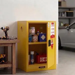 20 Gallon Flammable Storage Cabinet, 24" x 19" x 19" | Fire Cabinet with ESD Grounding Cable, Stainless Steel Adjustable Shelf Flammable Safety Cabinet for Chemical Storage 20 Gallon Flammable Storage Cabinet, 24" x 19" x 19" | Fire Cabinet with ESD Grounding Cable, Stainless Steel Adjustable Shelf Flammable Safety Cabinet for Chemical Storage