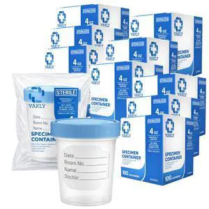 Sterile Specimen Cups 4 oz (Pack of 900) Individually Bagged Clear Urine Collection Cups with Leak-Proof Screw-On Lids Sterile Specimen Cups 4 oz (Pack of 900) Individually Bagged Clear Urine Collection Cups with Leak-Proof Screw-On Lids