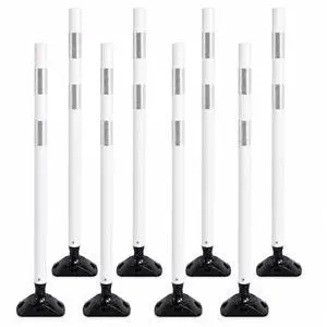 8PCS 48" Traffic Delineator Posts with Detachable Base & High-Visibility Reflective Collars,White Durable Flexible Safety Cones for Work Zones, Parking Lots, and Roadways 8PCS 48" Traffic Delineator Posts with Detachable Base & High-Visibility Reflective Collars,White Durable Flexible Safety Cones for Work Zones, Parking Lots, and Roadways