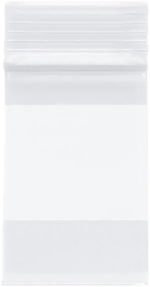 2" x 3" (Case of 10,000), 4 Mil with White-Block Heavy Duty Zipper Reclosable Plastic Bags 2" x 3" (Case of 10,000), 4 Mil with White-Block Heavy Duty Zipper Reclosable Plastic Bags