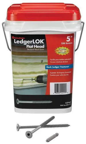 LedgerLok Flat Head Wood Screw - Bucket of 250 - 5" LedgerLok Flat Head Wood Screw - Bucket of 250 - 5"