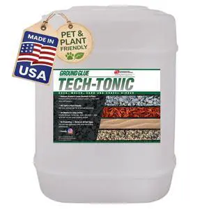 Ground Glue Tech-Tonic Landscape Adhesive, 5 Gallon Tote, for Rock, Mulch, and Sand, Weatherproof Long-Lasting Stabilizer for Trails & Slopes, Pet-Safe Binder for Pea Gravel, Bark & Flower Beds Ground Glue Tech-Tonic Landscape Adhesive, 5 Gallon Tote, for Rock, Mulch, and Sand, Weatherproof Long-Lasting Stabilizer for Trails & Slopes, Pet-Safe Binder for Pea Gravel, Bark & Flower Beds