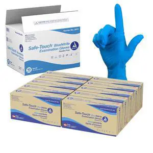 Safe-Touch Disposable Nitrile Exam Gloves, Powder-Free, Latex-Free, Touchscreen Friendly, Blue, Small, 1 Case - 10 Boxes of 100 Safe-Touch Disposable Nitrile Exam Gloves Safe-Touch Disposable Nitrile Exam Gloves, Powder-Free, Latex-Free, Touchscreen Friendly, Blue, Small, 1 Case - 10 Boxes of 100 Safe-Touch Disposable Nitrile Exam Gloves
