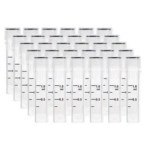 1.5ml Cryovials, Sterilisation Tubes, Lab Vials with Caps, Cryovial for Low Temperature Storage from -86°C to 121°C, Case of 2000 1.5ml Cryovials, Sterilisation Tubes, Lab Vials with Caps, Cryovial for Low Temperature Storage from -86°C to 121°C, Case of 2000
